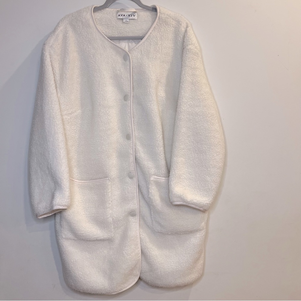 Ava & Viv Sherpa Overcoat Jacket - Size 0x 16/18-… - image 3